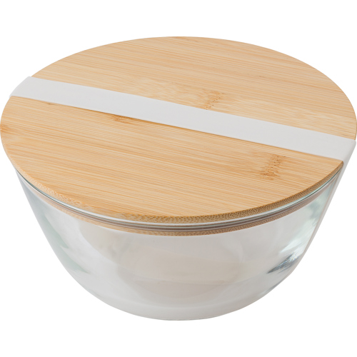 Promotional Glass Salad bowl Bamboo Lid