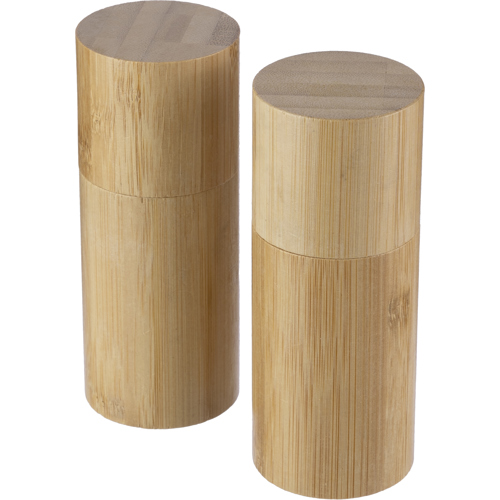 Promotional Bamboo spice mill set (2pc) Ceramic Grinder