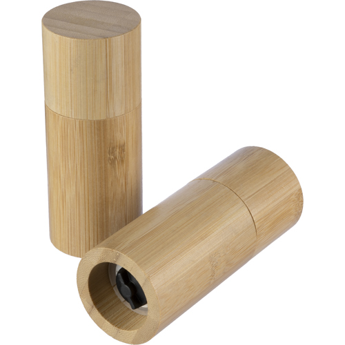 Promotional Bamboo spice mill set (2pc) Ceramic Grinder