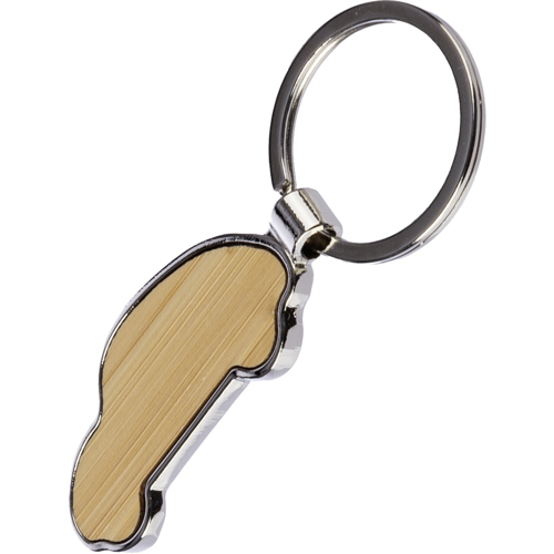 Promotional Car Shaped Wooden / Metal Keyring