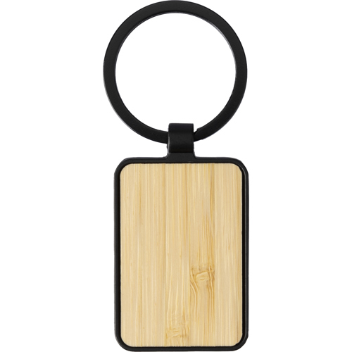 Contemporary Black Metal & Wood Rectangular keychain Custom Logo