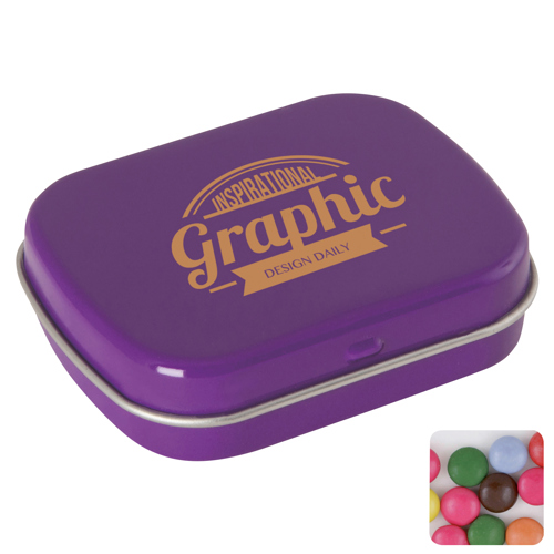 Flat hinged tin with choco's