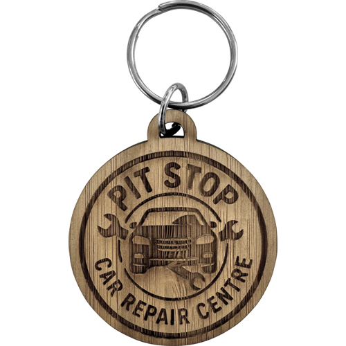Bamboo Keyring (Round) Custom Logo Laser Engraved