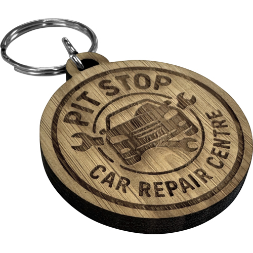 Bamboo Keyring (Round) Custom Logo Laser Engraved