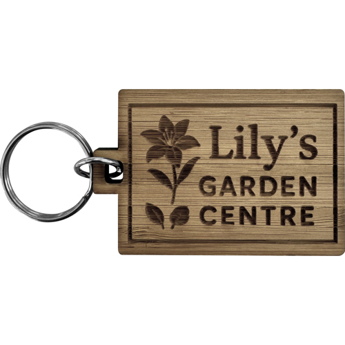 Sustainable Bamboo Laser Engraved Eco-Friendly Keyring (Rectangle - Short)