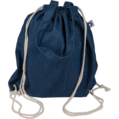 Recycled denim drawstring bag - Printed Logo
