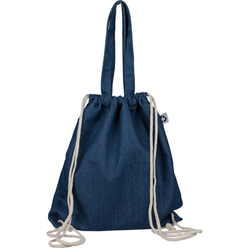 Recycled denim drawstring bag - Printed Logo