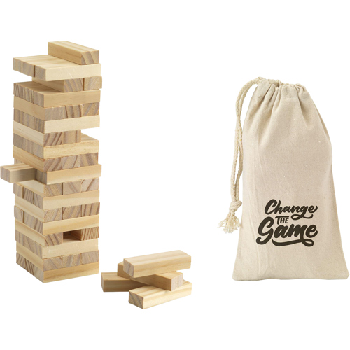 Jenga Wooden Tower Game Cotton Bag Custom Logo