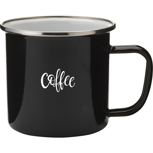 Retro Enamel Mug (350ml) Chrome Edge Natural Imperfections