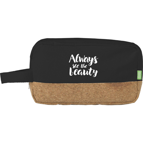 Branded Organic Canvas And Cork Toiletry Bag