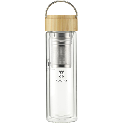 Custom Printed Glass Bottle With Tea Strainer (300ml)