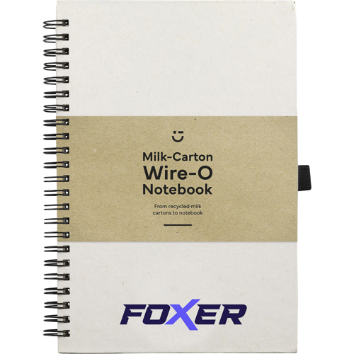Wiro Bound Milk Carton Notebook (approx A5) Custom Logo