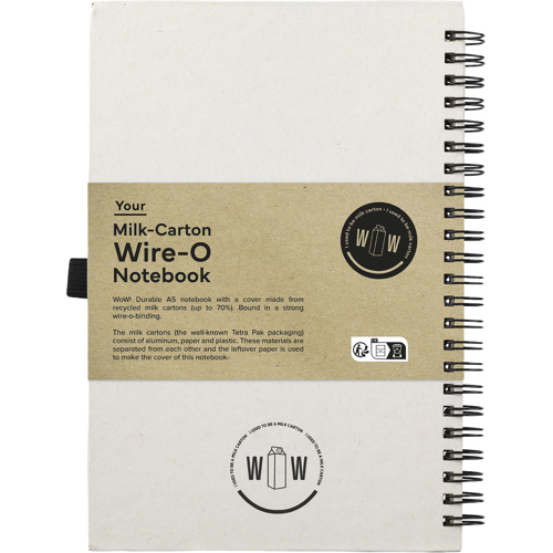 Wiro Bound Milk Carton Notebook (approx A5) Custom Logo