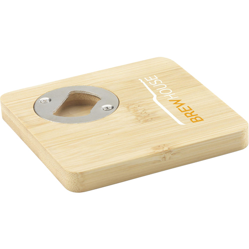Square Bamboo Coaster & Bottle Opener