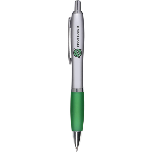 Promotional Silver Ballpen With Coloured Grip