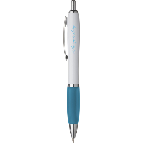 Custom Printed White Pen With Coloured Grip