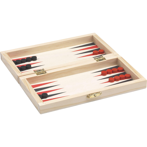 3-in-1 Game Box - Draughts, Backgammon, Dice - 100% Certified Pine Wood