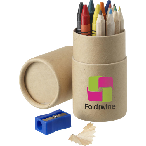 Natural Cardboard Pencil And 6 Crayon Set