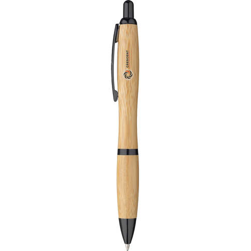 Bamboo Ballpen Blue Pen Metal Clip - Custom Logo