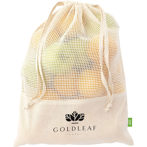 Promotional Printed Organic Cotton Mesh Fruit Bag (120gsm/3.5oz)