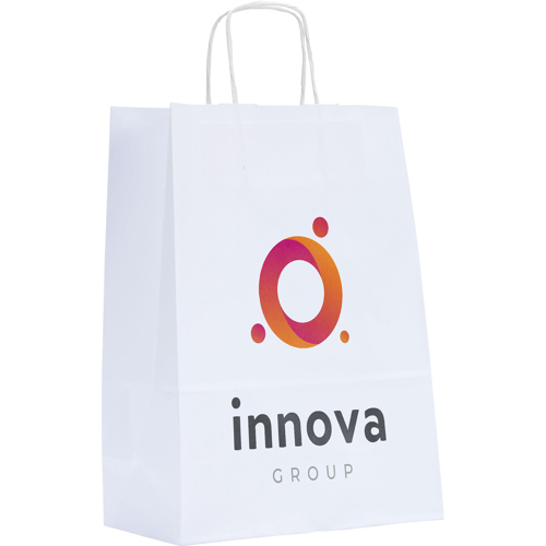 Custom Printed White Paper Bag (A4) Twist Handles