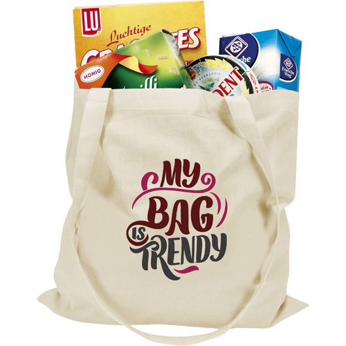 Long Handle100% Woven  Cotton Shopper (135gsm/3.98oz)