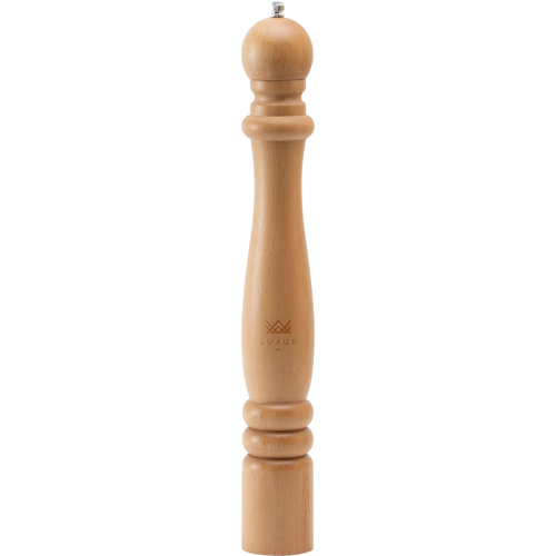 Branded Tall Beech Wood Traditional Pepper Grinder