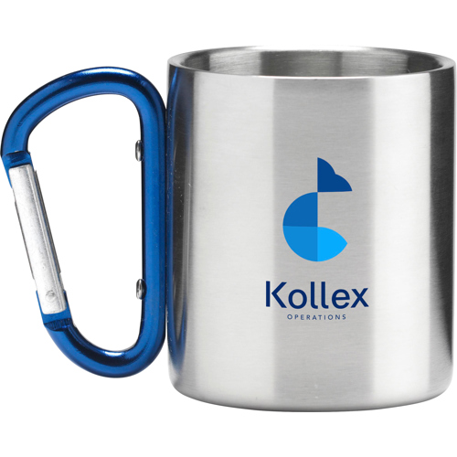 Branded Recycled Stainless Steel Carabiner Double Walled Mug (220ml) 