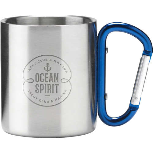 Branded Recycled Stainless Steel Carabiner Double Walled Mug (220ml) 