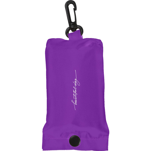 Printed Foldable Polyester Shopping Bag Press Stud & Carabiner