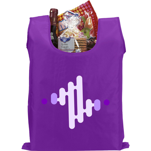 Printed Foldable Polyester Shopping Bag Press Stud & Carabiner