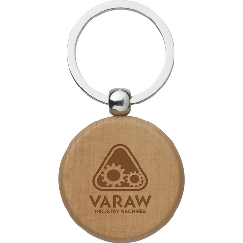 Promotional Round Solid Wood Beech Keyring