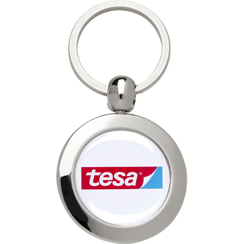 Round Steel Key Ring Epoxy Domed Logo