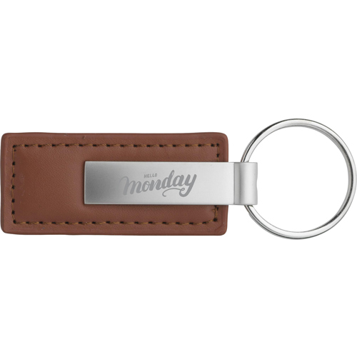 Faux Leather and Metal Keyring Rectangular