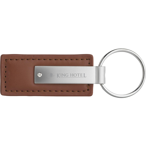 Faux Leather and Metal Keyring Rectangular