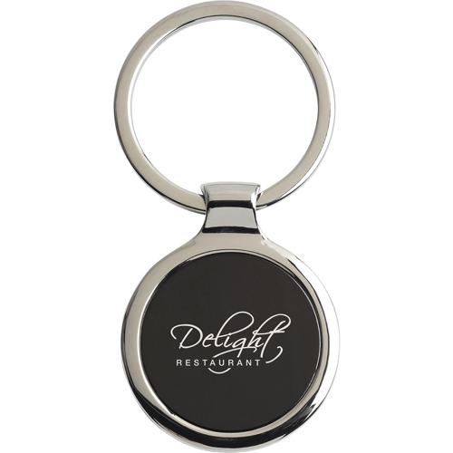Promotional Round Polished Nickel Metal Keyring