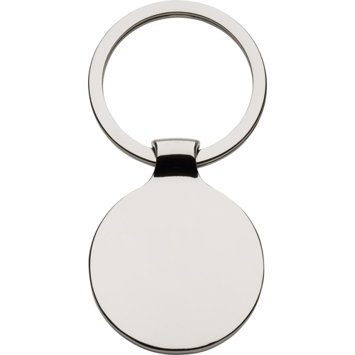 Promotional Round Polished Nickel Metal Keyring