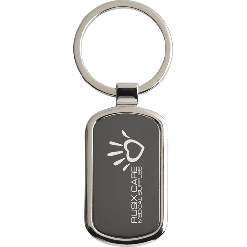 Promotional Rectangular Keyring Polished Nickel Metal Keyring