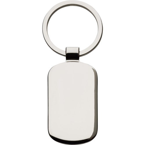 Promotional Rectangular Keyring Polished Nickel Metal Keyring