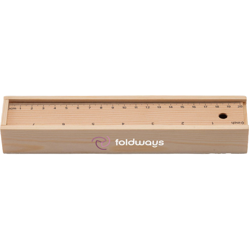 Wooden Stationary Box - Ruler, Colouring Pencils, Sharpener