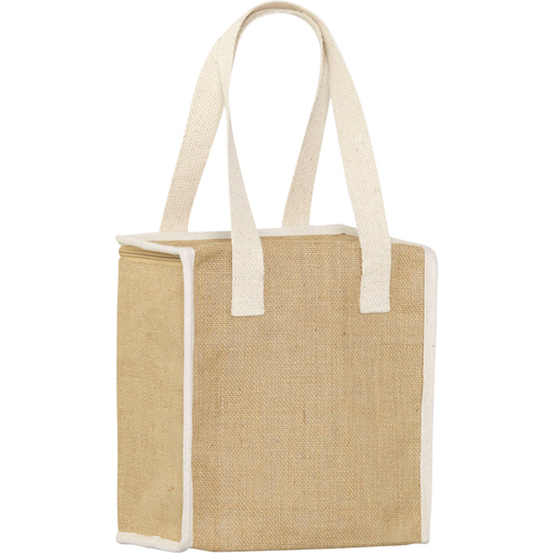 Branded Jute And Cotton Cooler Bag Front Pocket