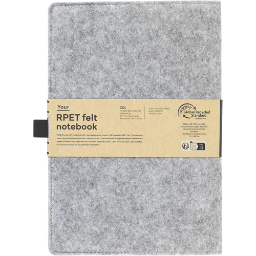 Promotional RPET Felt Notebook (approx A5) - GRS Certified