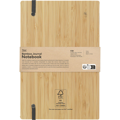 Bamboo Notebook With Naked Spine (approx A5) FSC Certified