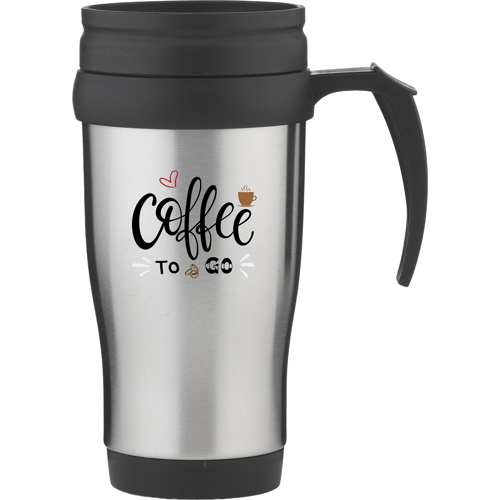 Branded Stainless Travel Mug (400ml) Screw Top Lid
