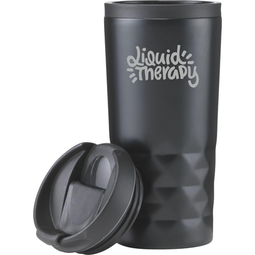 Double Walled Travel Mug (300ml) Geometric Pattern Stainless Steel