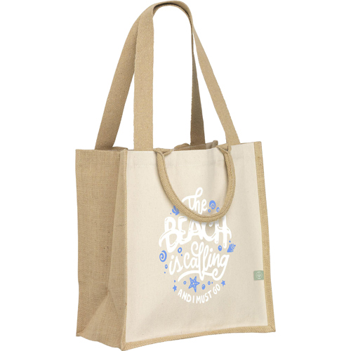 Printed Organic Jute And  Cotton Bag (320gsm/9.4oz)
