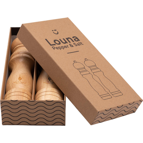 Rubberwood Salt & Pepper Mill Ceramic Discs Custom Logo