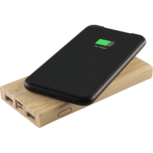 Bamboo Wireless Charger & Power Bank (8,000 MAh)