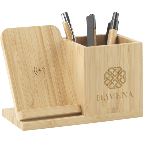 FSC 100% Certified Bamboo Charger And Pen Holder