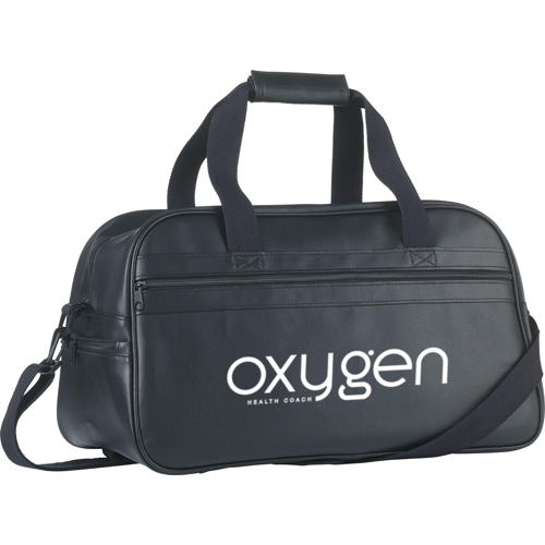 Faux Leather Weekend Bag 21.5 Litres Capacity Printed Logo
